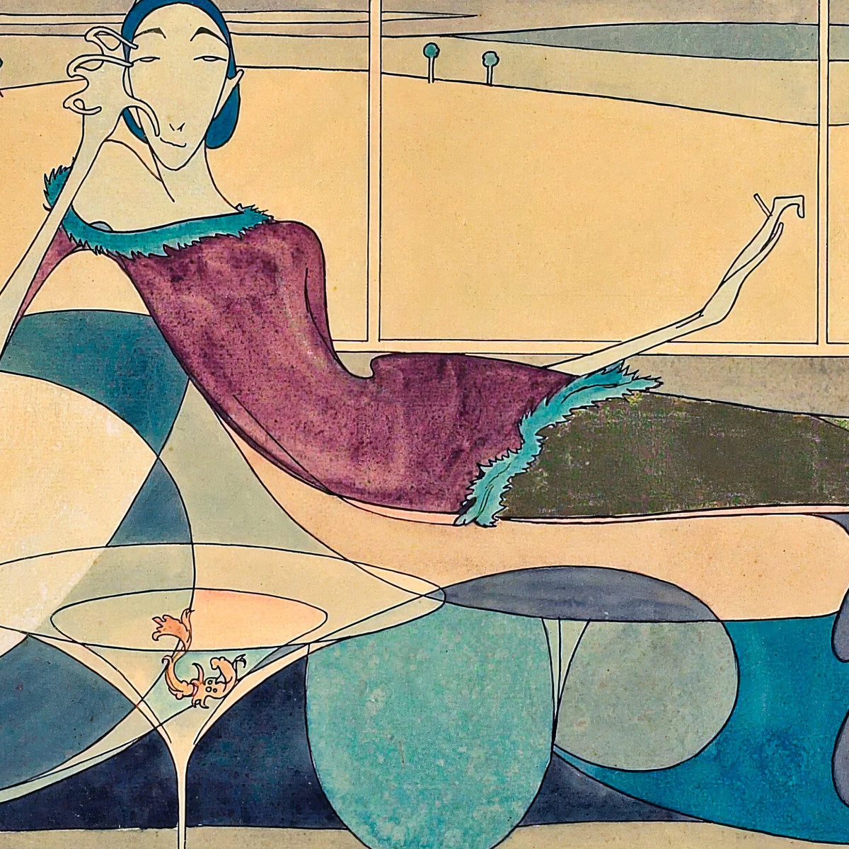 Surrealistisk komposition med kvinde 1913 - Børge Biilmann Petersen - 60×40 cm – billede 4