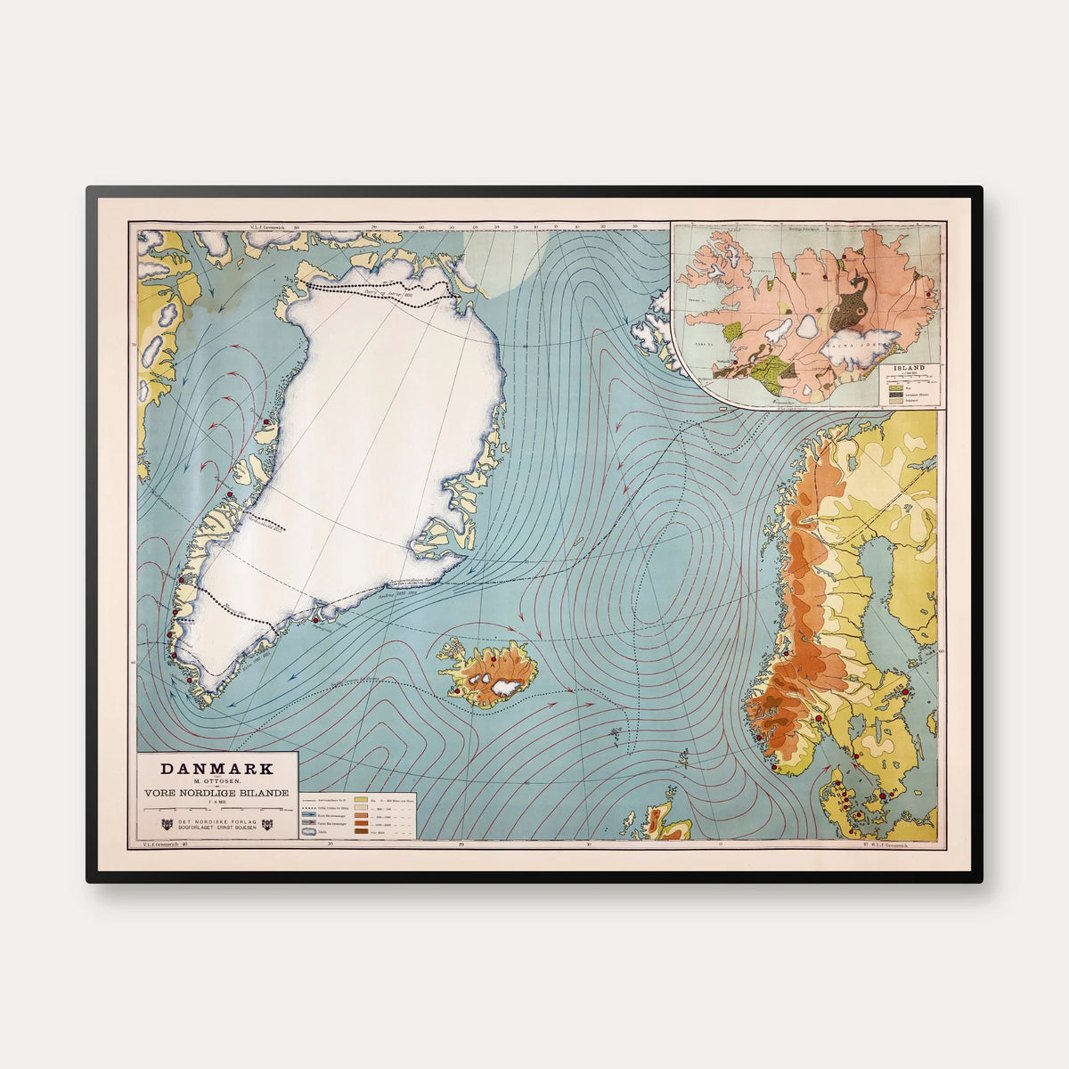 Danmark og de nordlige bilande - Geografisk undervisningsplakat - 90×70 cm – billede 1
