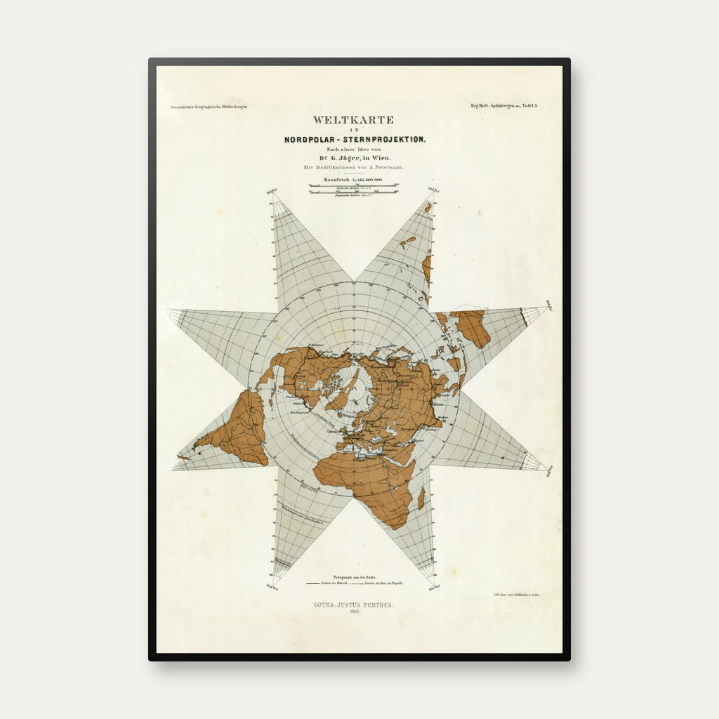 Weltkarte Star - Verdenskort i nordpolar stjerneprojektion – billede 1