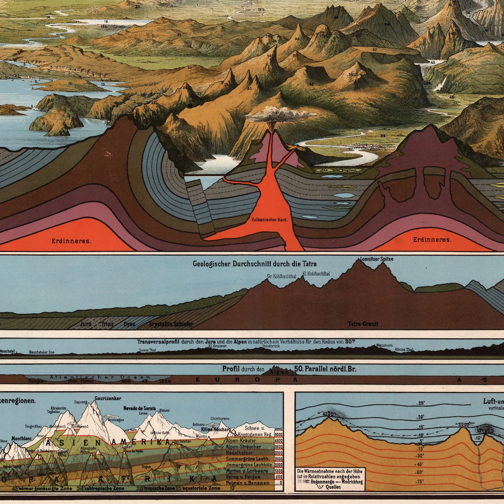 Fysisk-geografiske forhold 1880 - Geografisk planche - 100×80 cm – billede 4