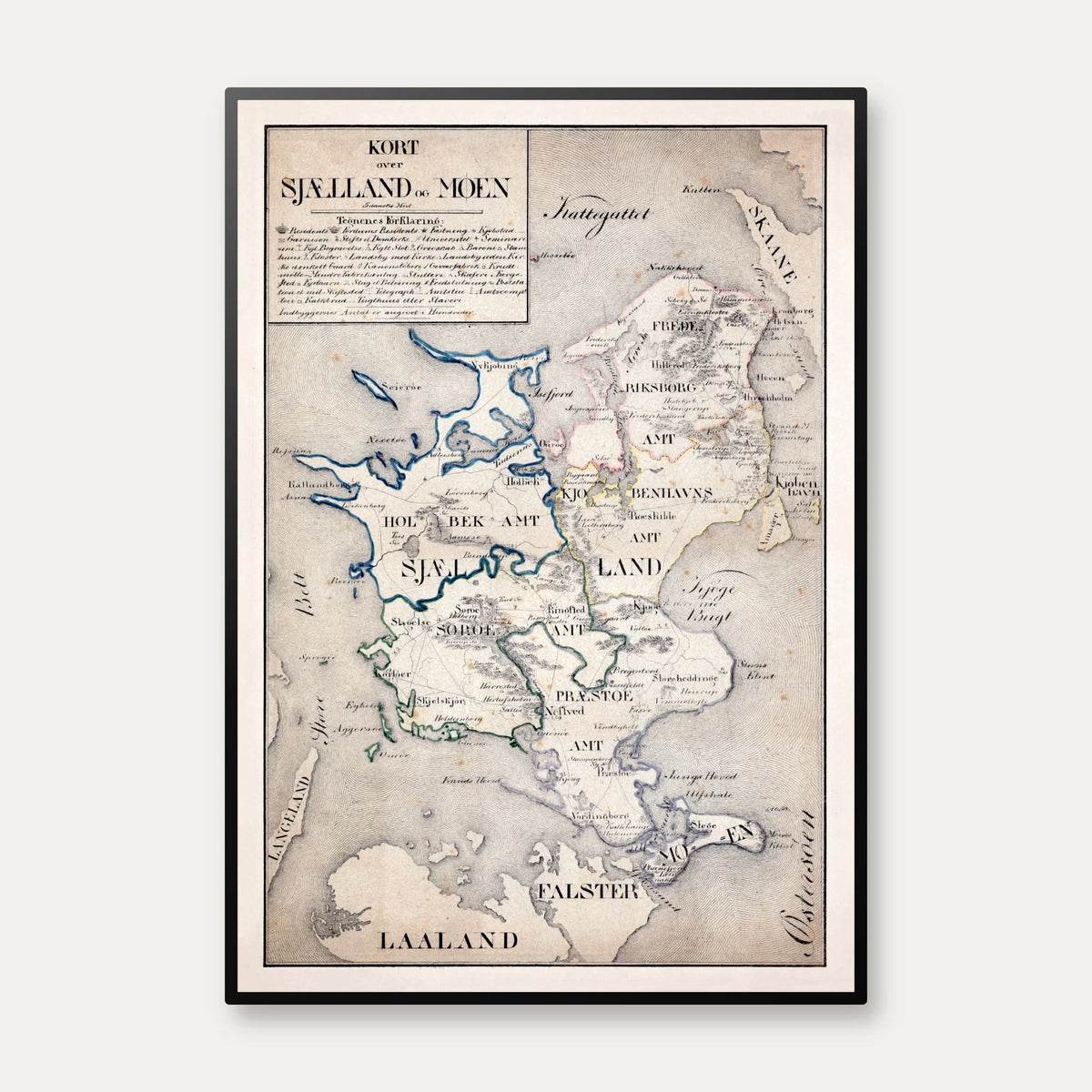 Sjælland og Møn - Geografisk skolekort fra 1820 – billede 1