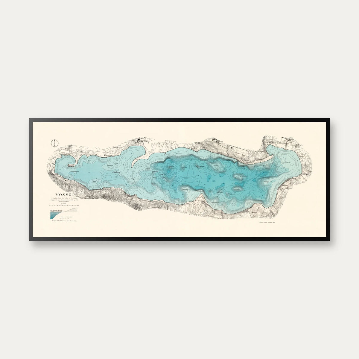 Mossø - Indsøkort fra 1929 - Aarhus Amt - 110×45 cm – billede 1
