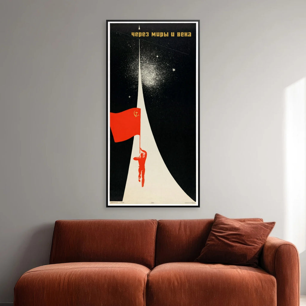 Through Worlds and Ages - Sovjetisk rumplakat fra 1965 - 40×80 cm – billede 2
