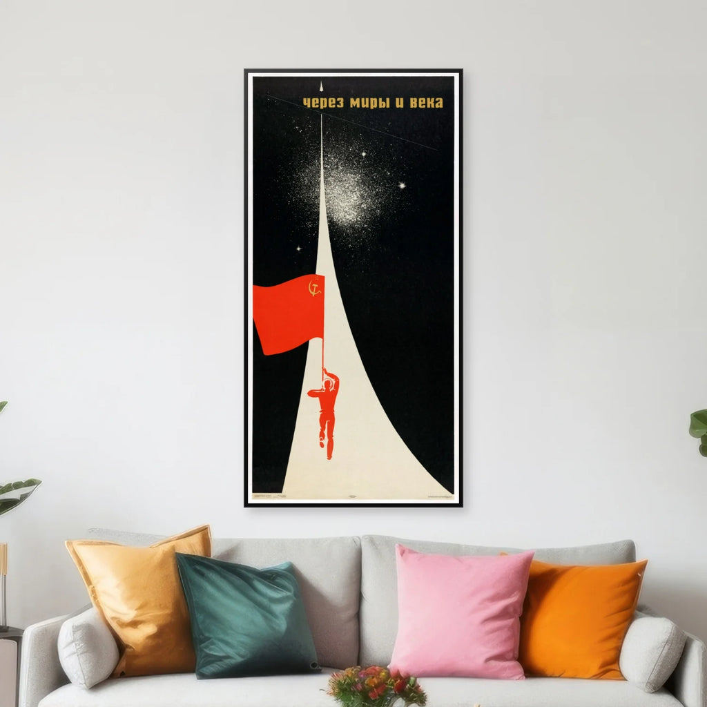 Through Worlds and Ages - Sovjetisk rumplakat fra 1965 - 40×80 cm – billede 3