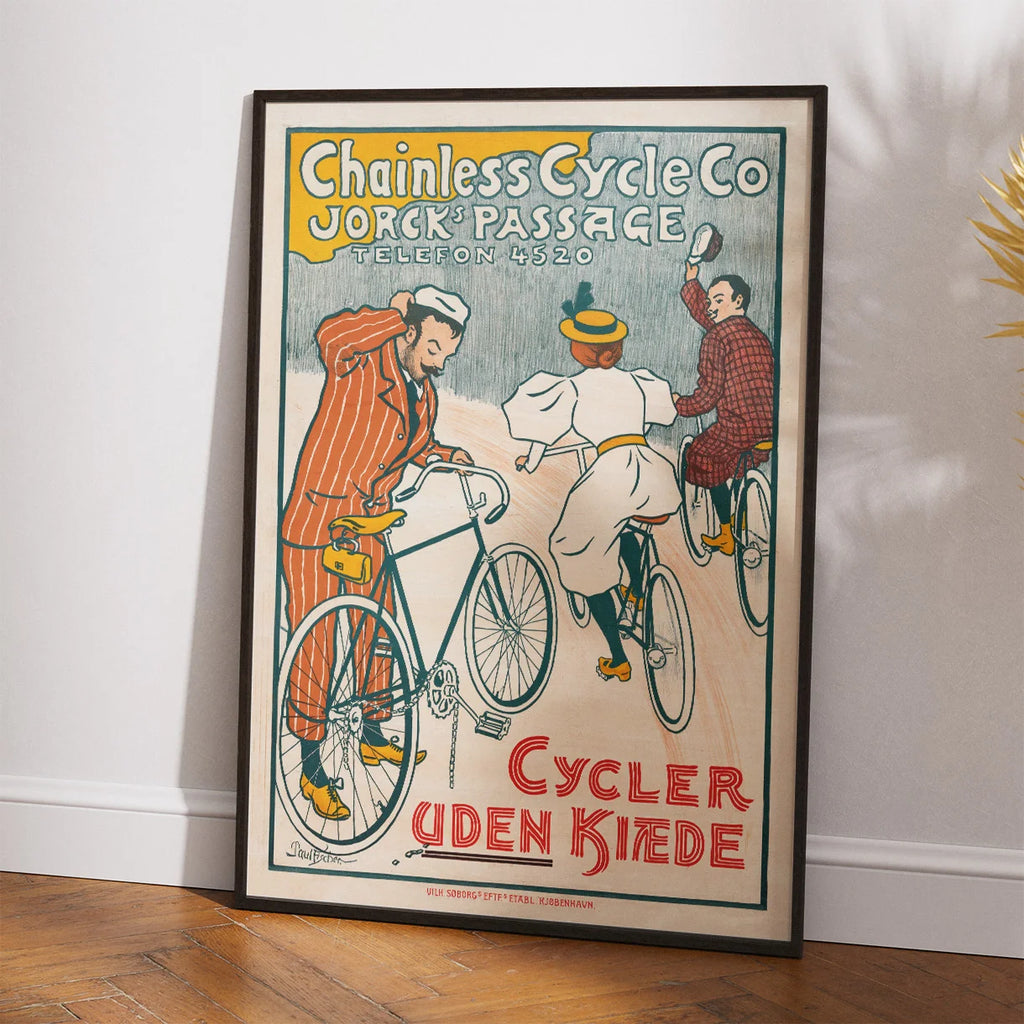 Chainless Cycle Co. - Cykelreklame af Paul Fischer fra 1895 – billede 2