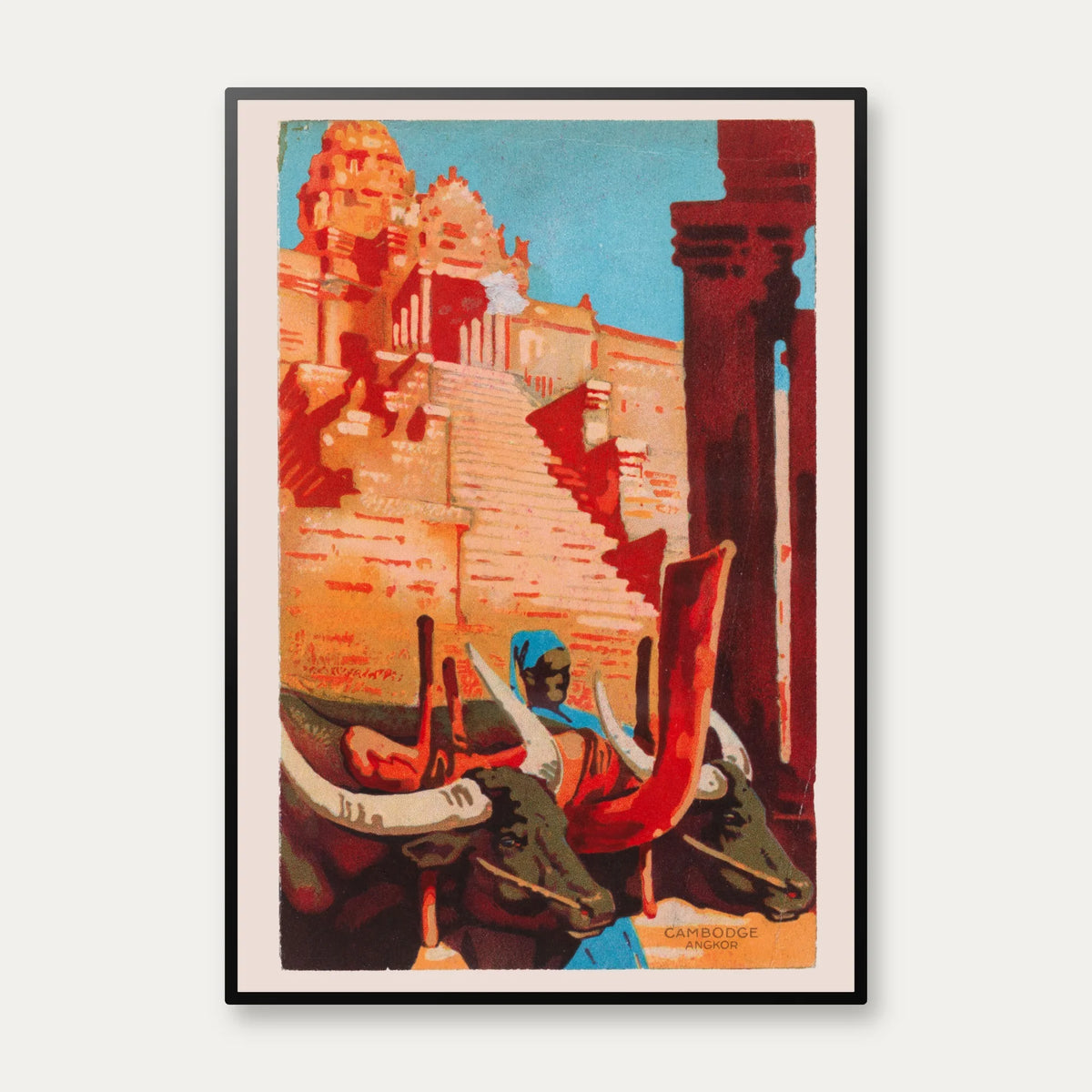Angkor i Cambodja - Vintage rejseplakat – billede 1