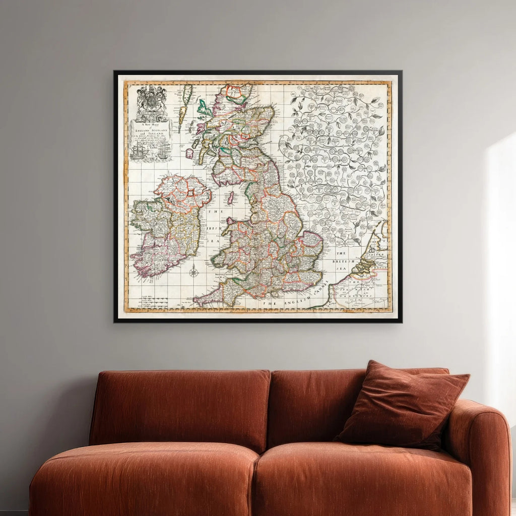 Kort over England, Skotland og Irland fra 1687 - 80×70 cm – billede 2