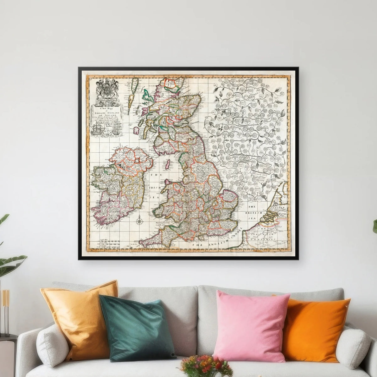 Kort over England, Skotland og Irland fra 1687 - 80×70 cm – billede 3