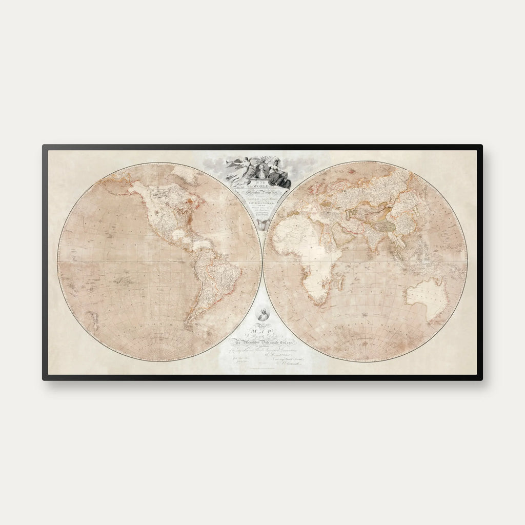 Verdenskort med Captain Cooks opdagelser fra 1794 - 110×59 cm – billede 1