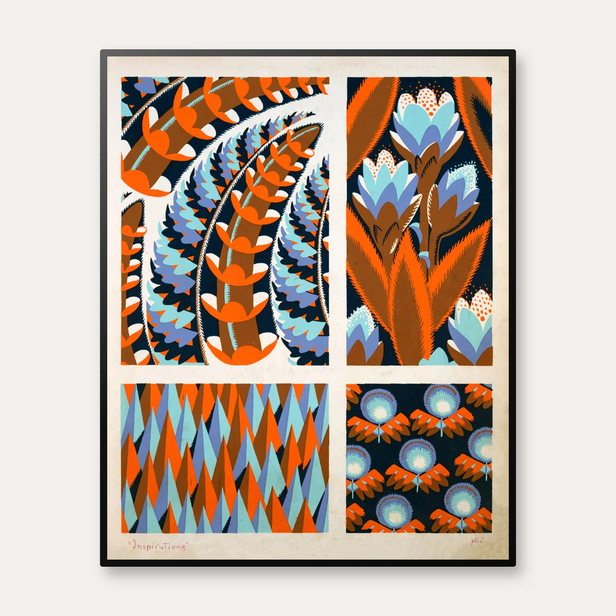 Fire plantekompositioner - Art Deco plakat fra 1928 - 65×80 cm – billede 1