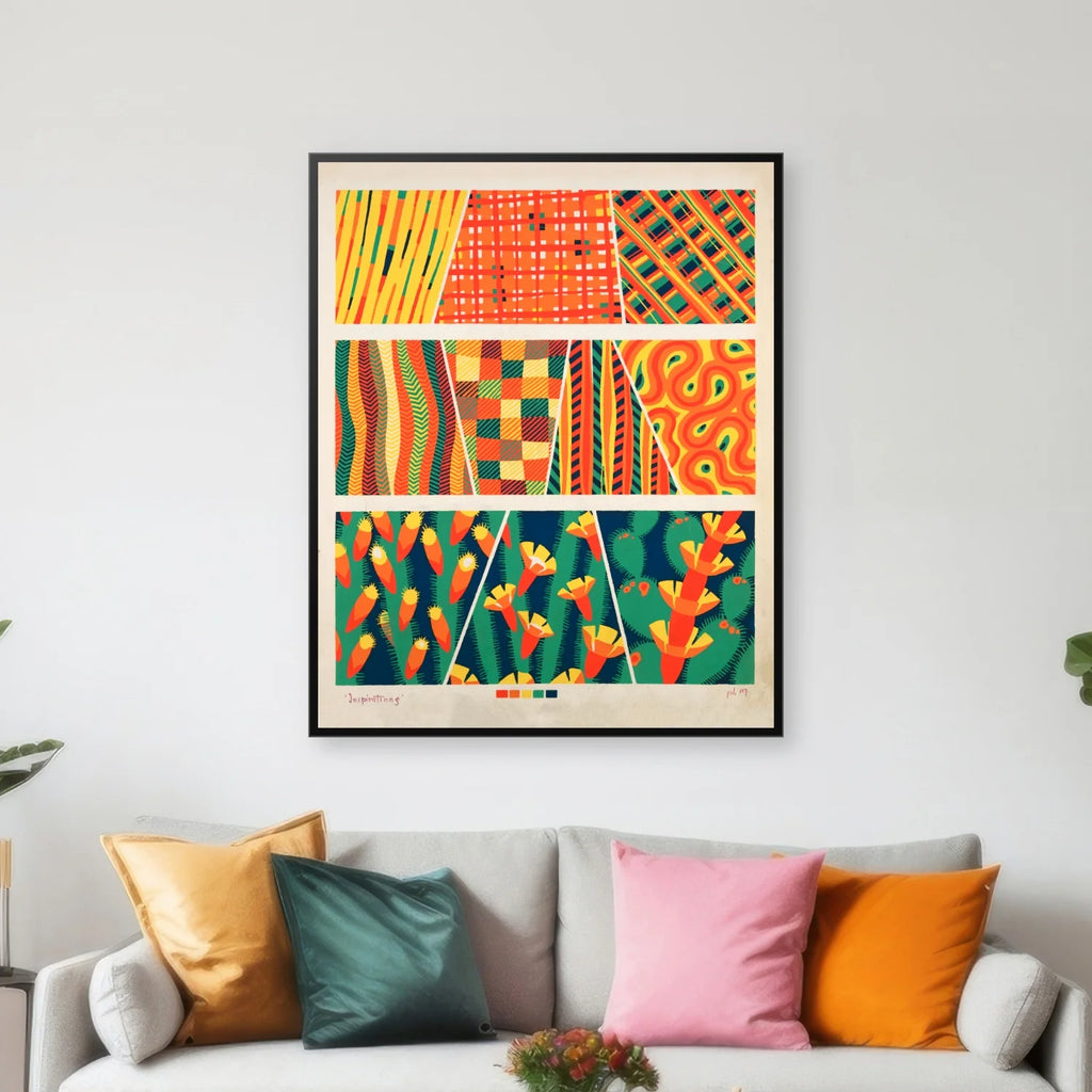 Ti geometriske og botaniske kompositioner - Art Deco plakat fra 1928 - 65×80 cm – billede 3