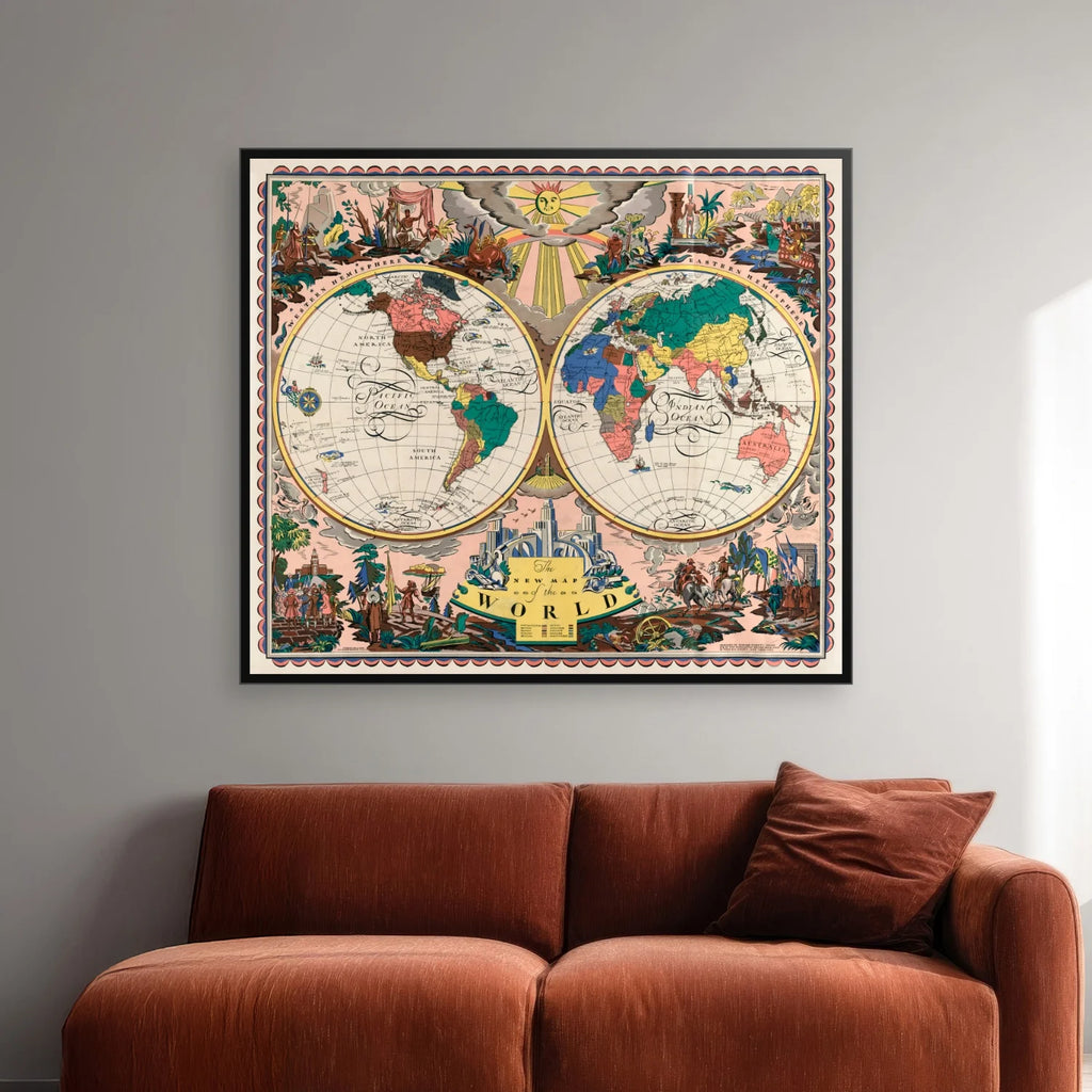 Det nye verdenskort - Historisk verdenskort - 80×70 cm – billede 2