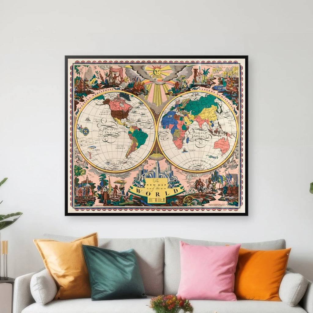 Det nye verdenskort - Historisk verdenskort - 80×70 cm – billede 3