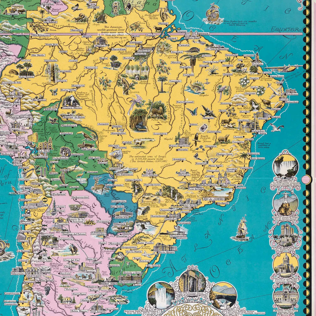 South America - Pictorial Map - Illustreret kort over Sydamerika – billede 4