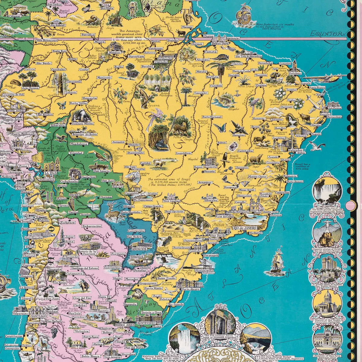 South America - Pictorial Map - Illustreret kort over Sydamerika – billede 4