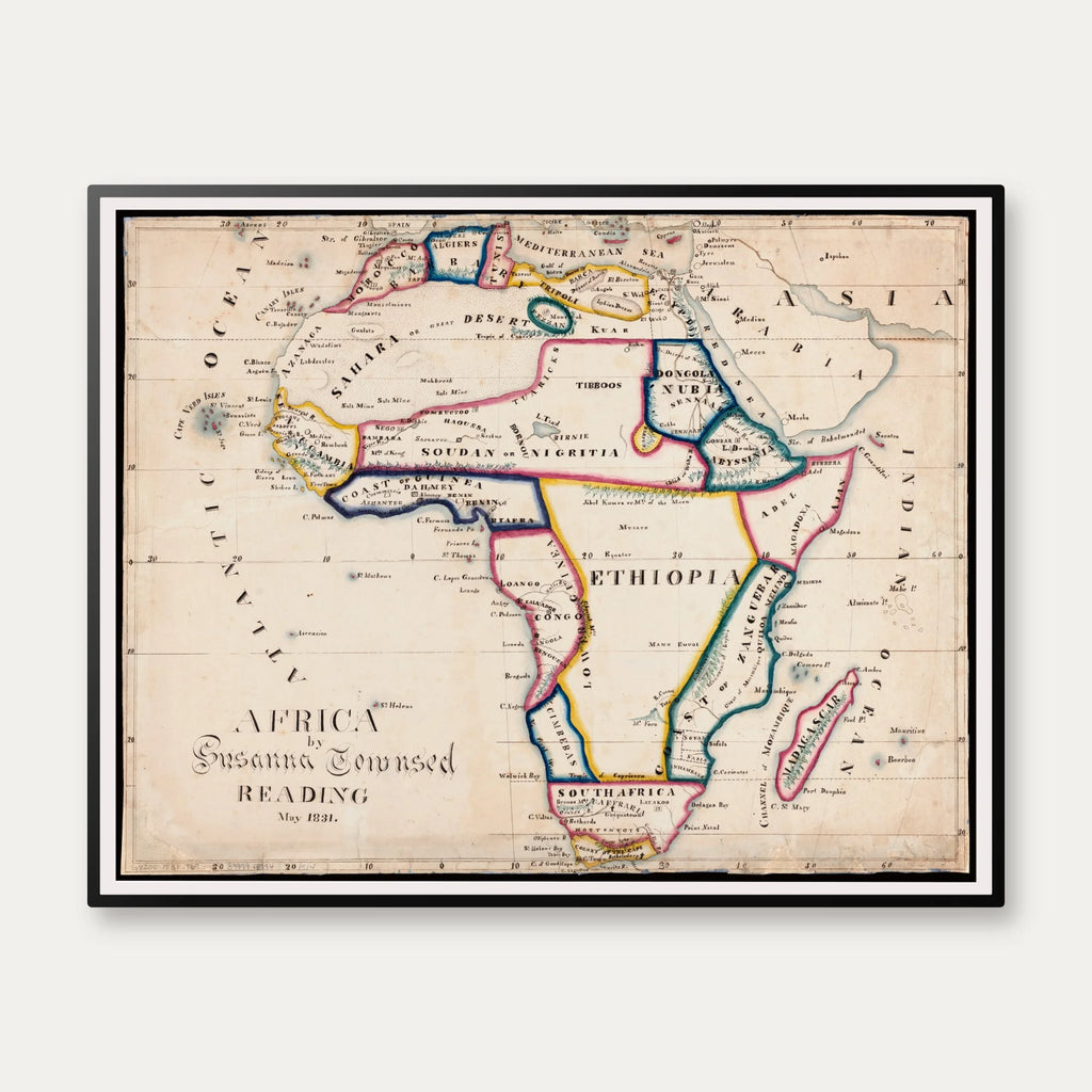 Afrika - Historisk kort over det afrikanske kontinent - 80×63 cm – billede 1