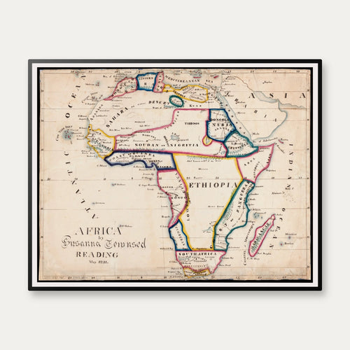 Afrika - Historisk kort over det afrikanske kontinent - 80×63 cm – billede 1