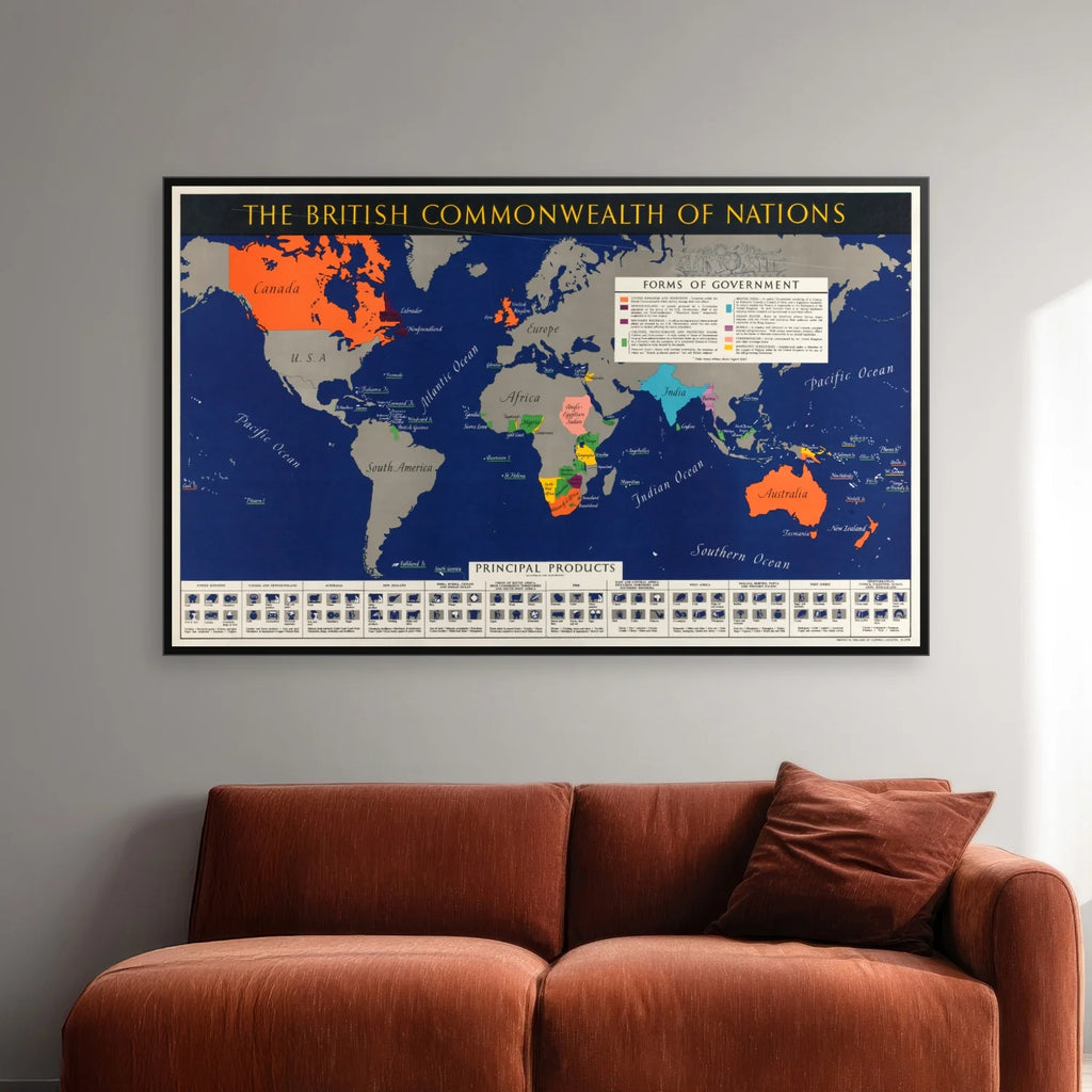 Det Britiske Commonwealth - Historisk verdenskort - 80×50 cm – billede 2