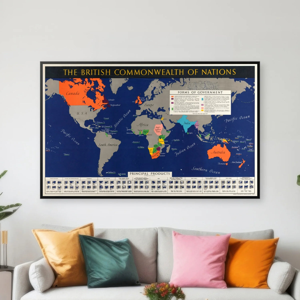 Det Britiske Commonwealth - Historisk verdenskort - 80×50 cm – billede 3