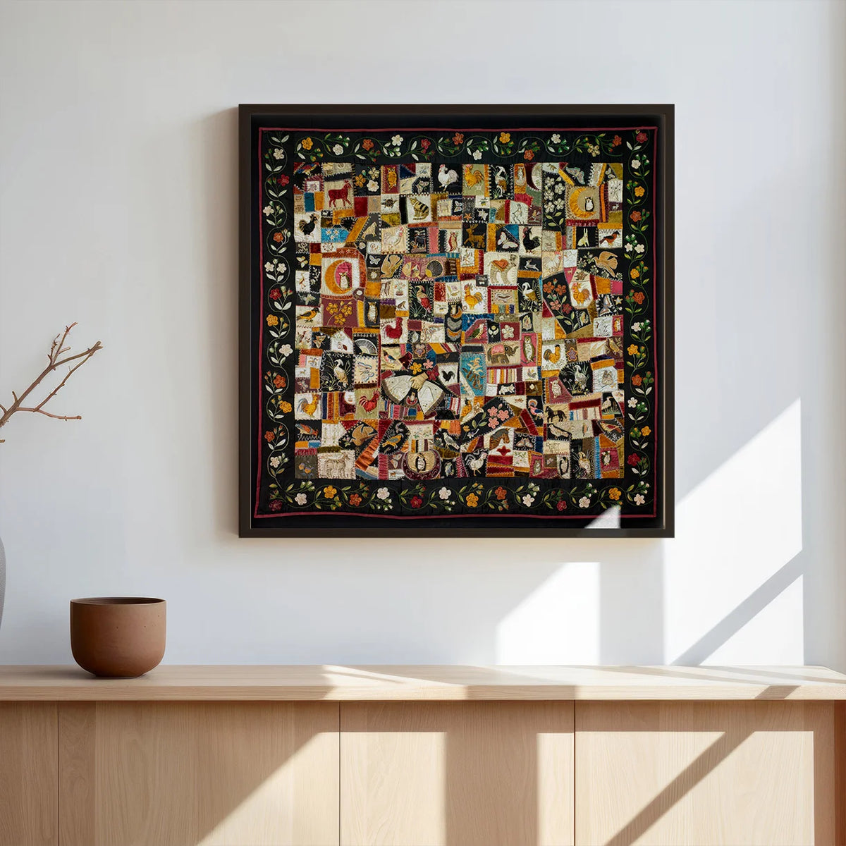 Crazy Quilt med dyr - Patchworkkunst af Florence Elizabeth Marvin – billede 3
