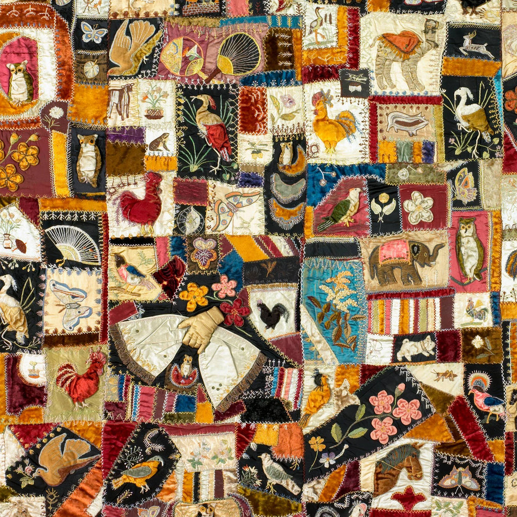 Crazy Quilt med dyr - Patchworkkunst af Florence Elizabeth Marvin – billede 4