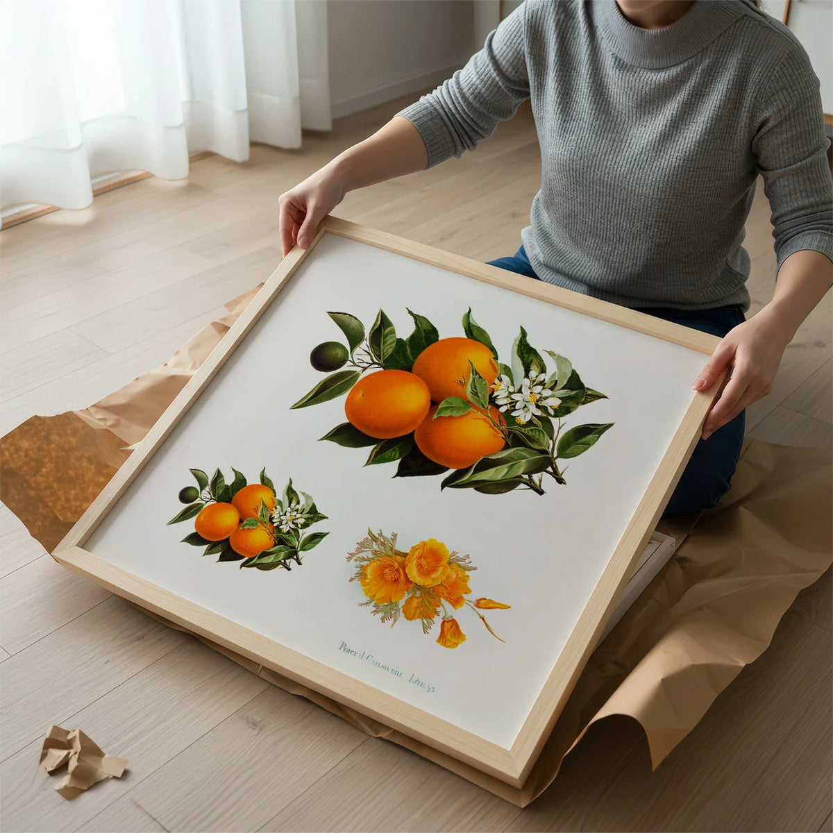 Appelsiner og valmuer - Frugtillustration fra 1895 – billede 2