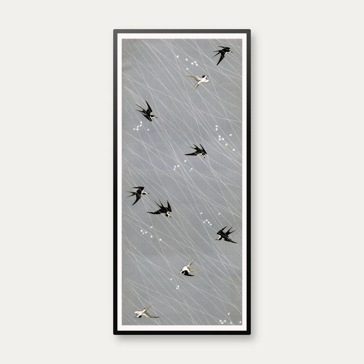 Japansk tekstilmønster med svaler - 1800-tallet - 36×80 cm – billede 1
