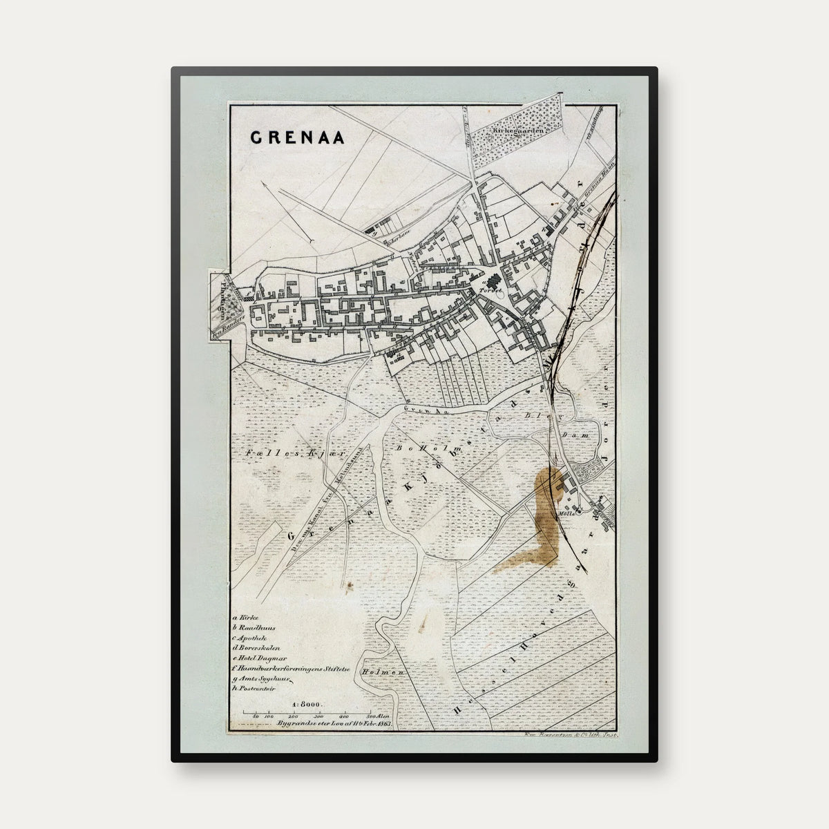 Grenå Bykort 1865 - Plakat – billede 1