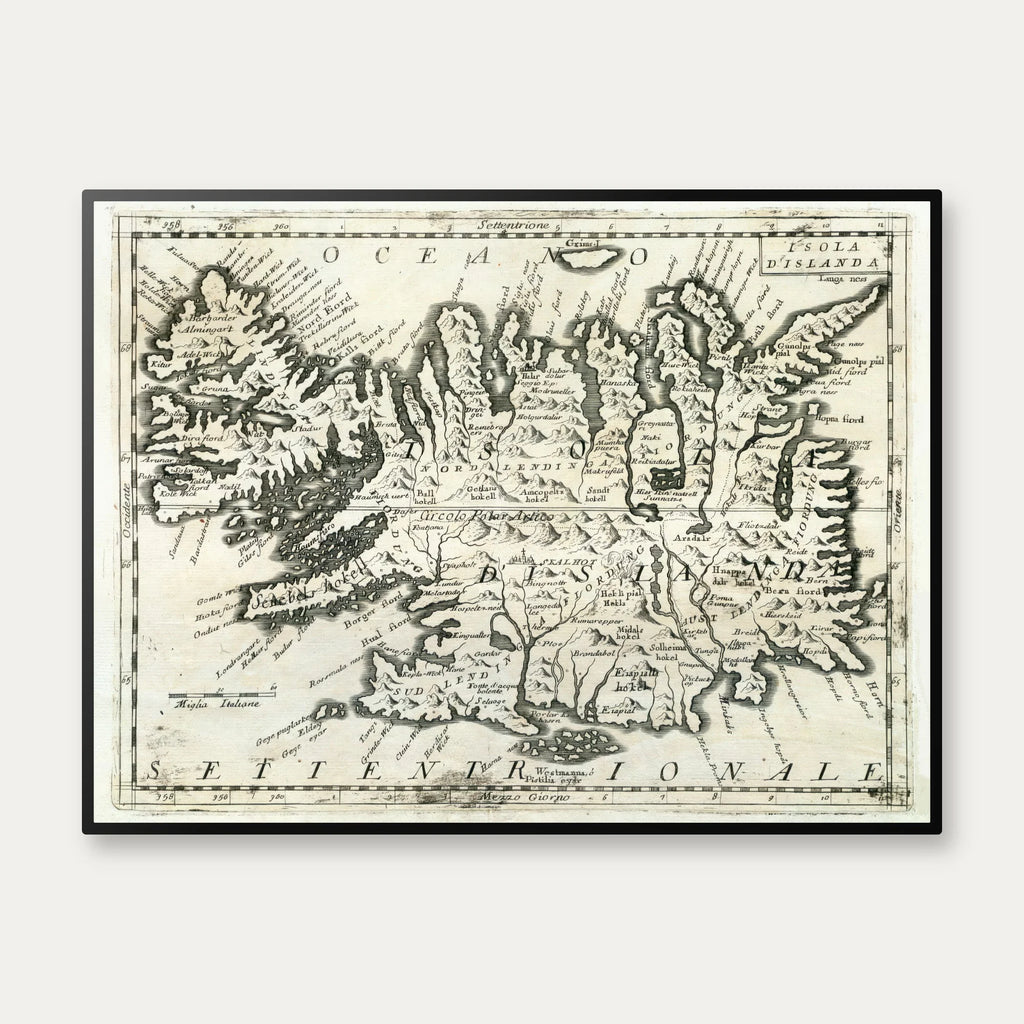 Island - Historisk kort af Vincenzo Coronelli fra 1692 - 60×45 cm – billede 1
