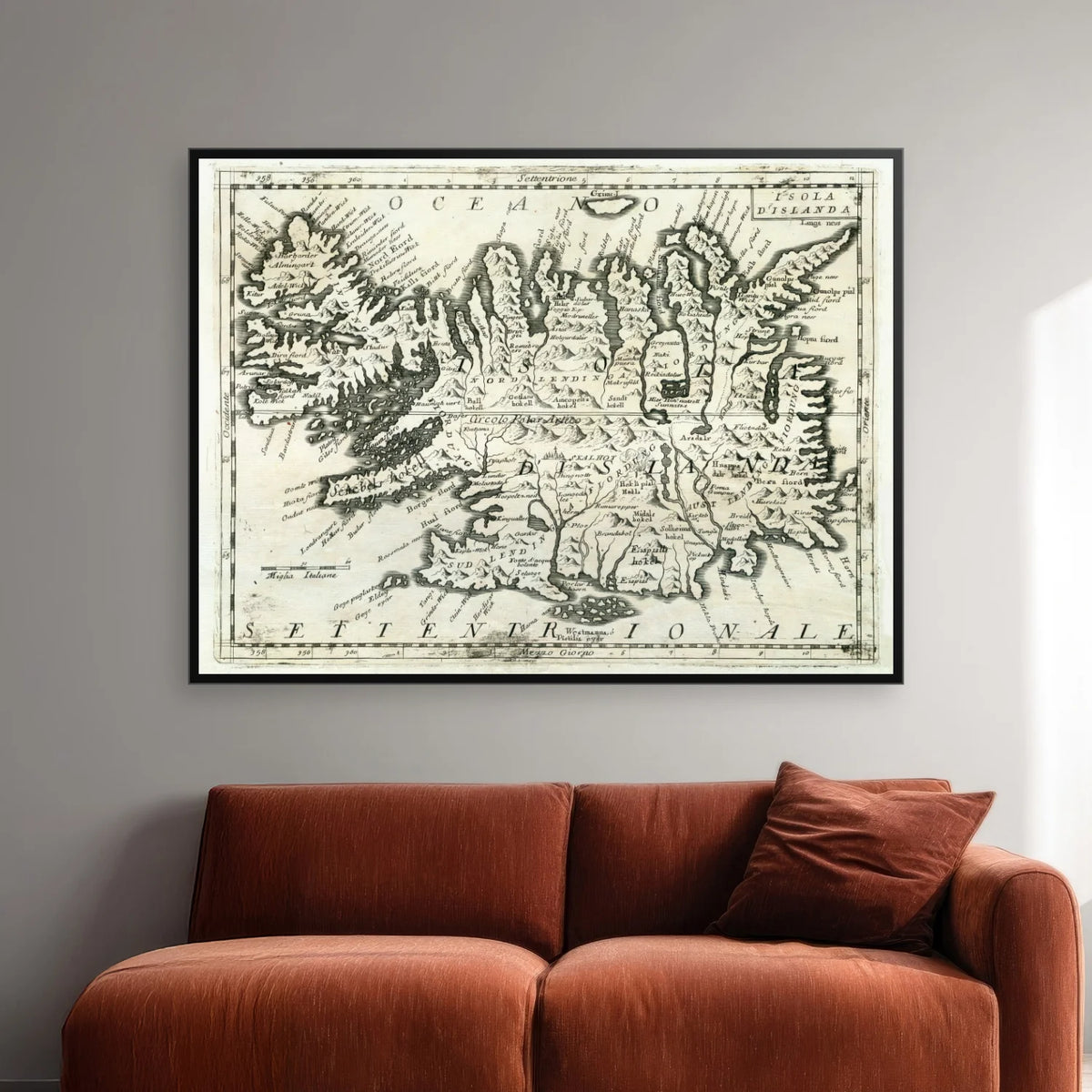 Island - Historisk kort af Vincenzo Coronelli fra 1692 - 60×45 cm – billede 2
