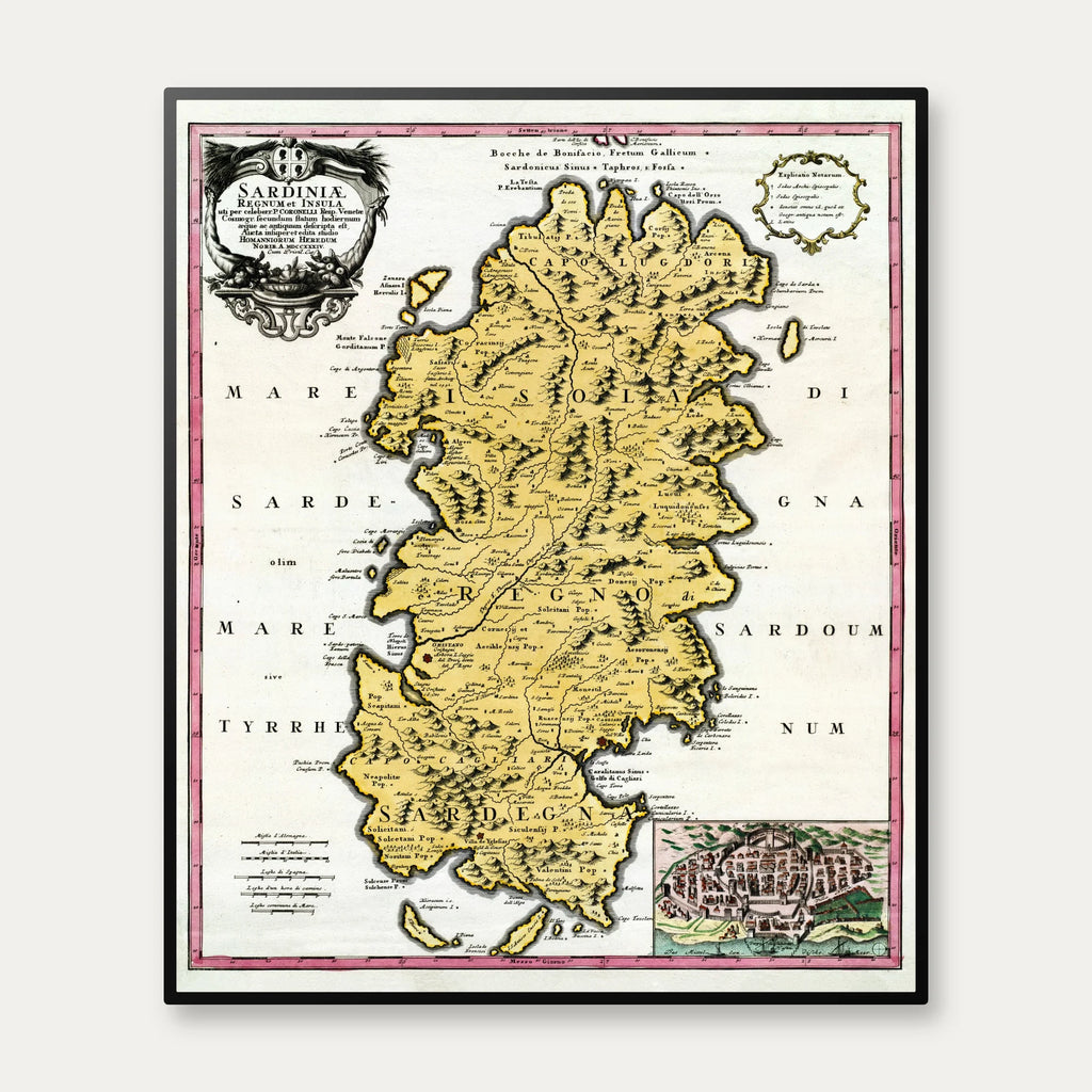 Kongeriget Sardinien - Historisk kort fra 1734 - 50×60 cm – billede 1
