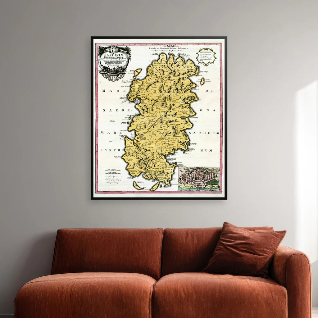 Kongeriget Sardinien - Historisk kort fra 1734 - 50×60 cm – billede 2