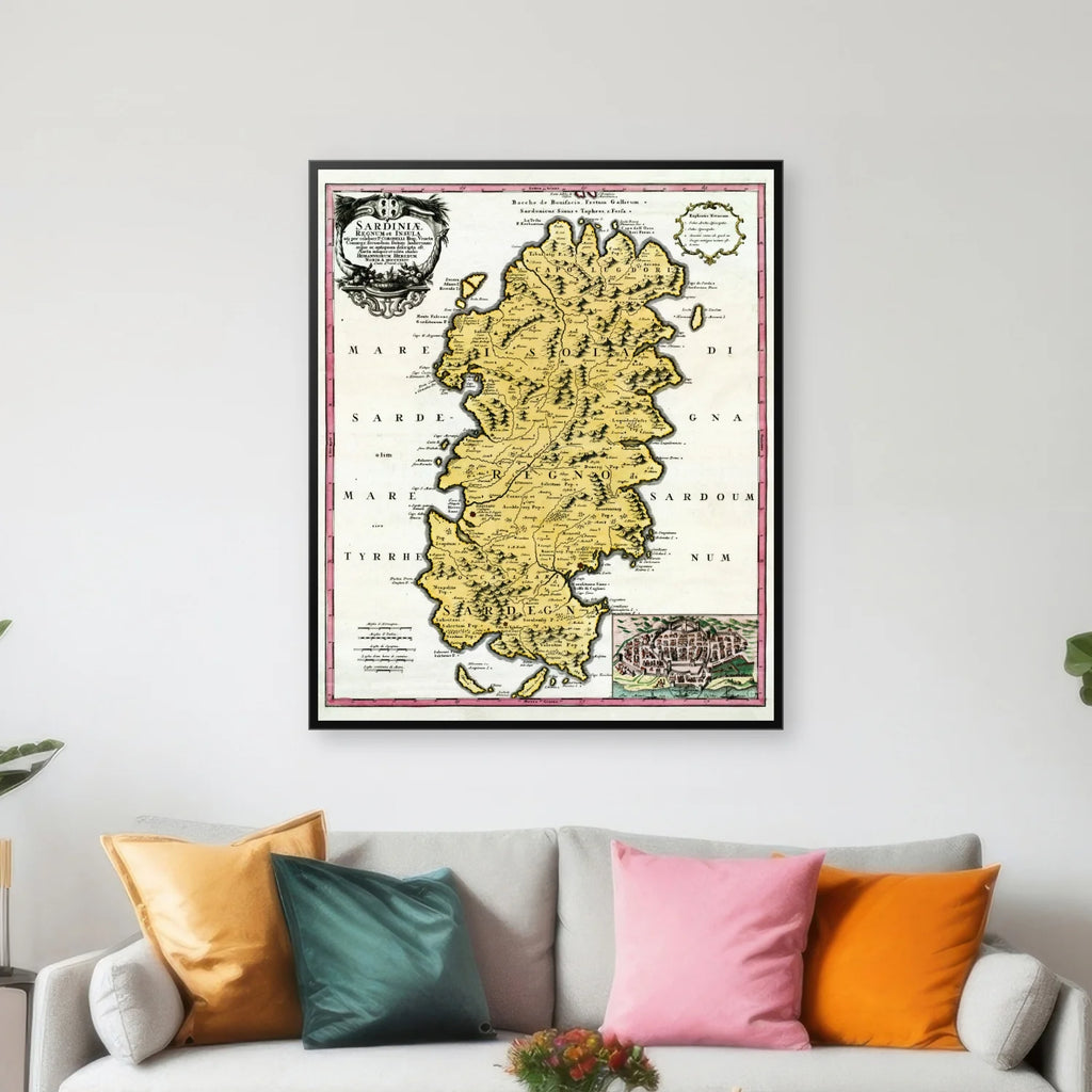 Kongeriget Sardinien - Historisk kort fra 1734 - 50×60 cm – billede 3