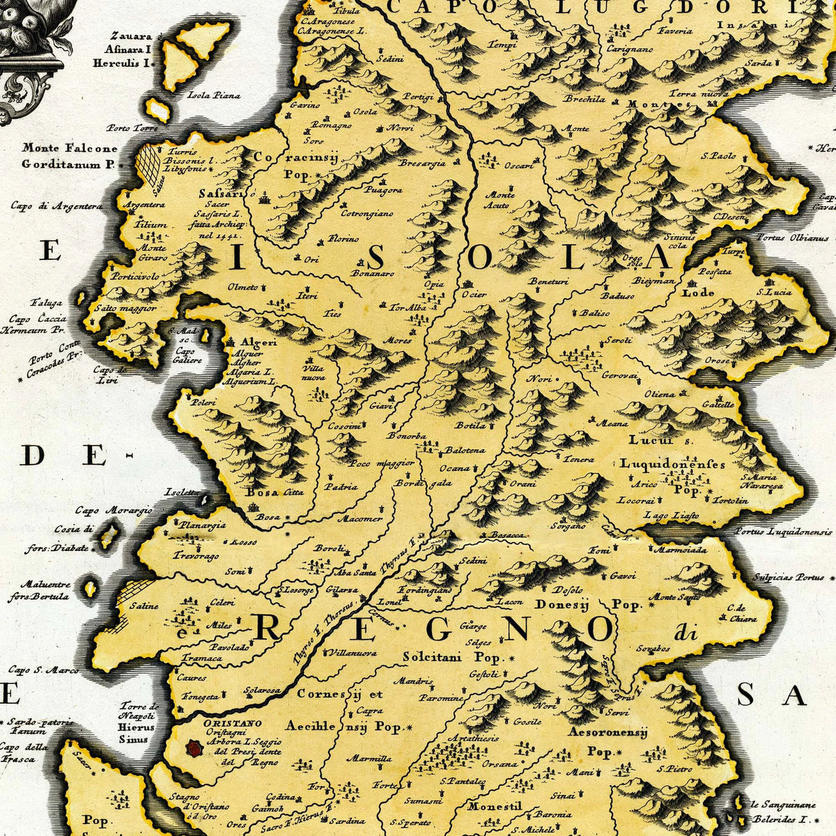 Kongeriget Sardinien - Historisk kort fra 1734 - 50×60 cm – billede 4