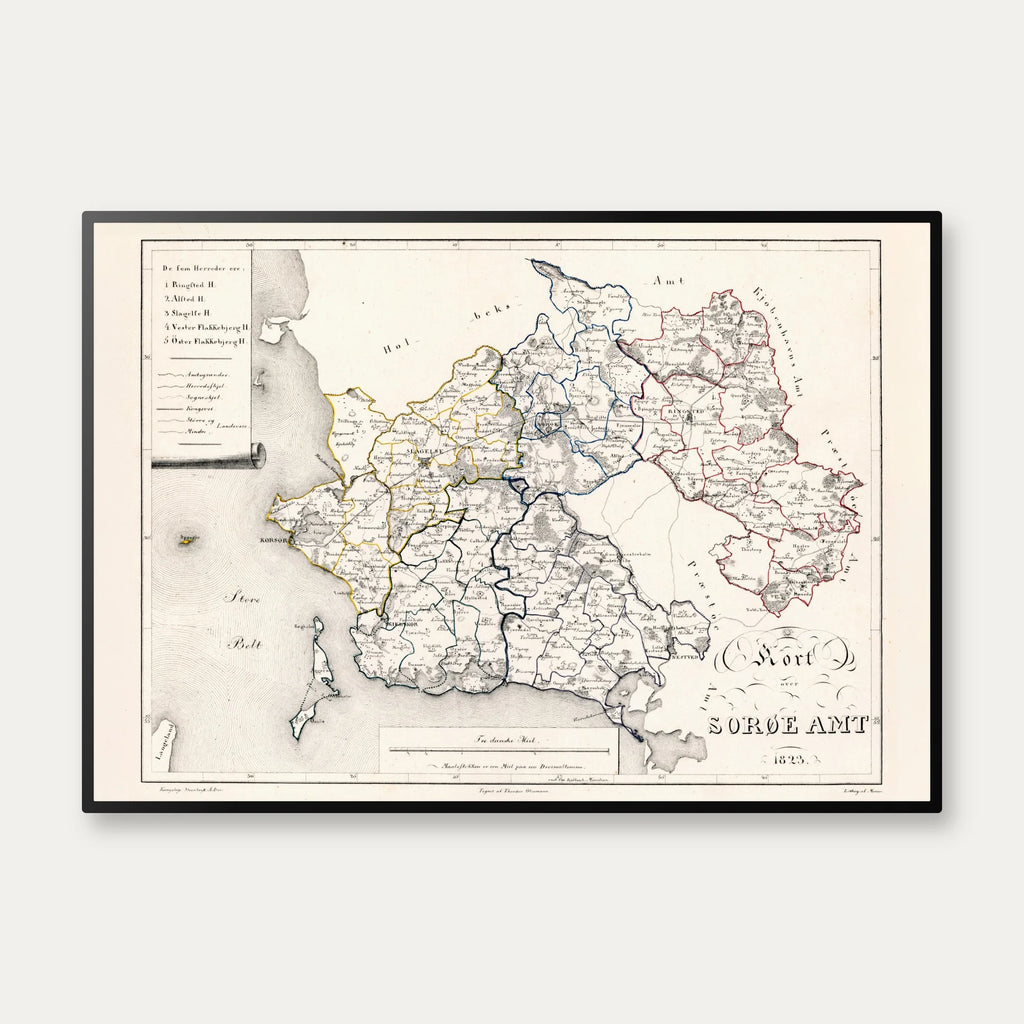 Kort over Sorø Amt 1823 - Plakat – billede 1