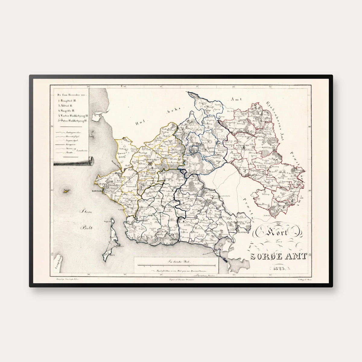 Kort over Sorø Amt 1823 - Plakat – billede 1