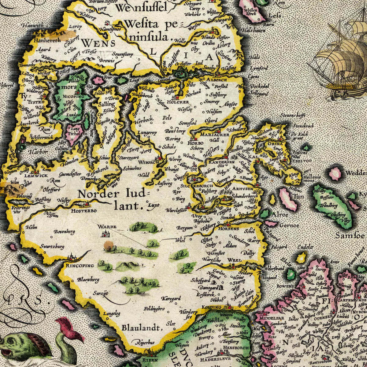 Jylland 1595 - Historisk kort over den Cimbriske Halvø – billede 4