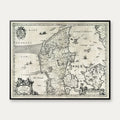 Jylland 1647 - Historisk kort af Joannes Janssonius - 75×55 cm – billede 1