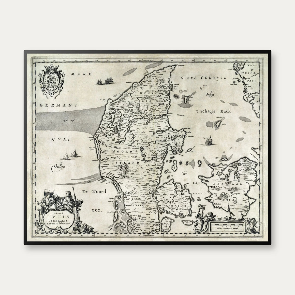 Jylland 1647 - Historisk kort af Joannes Janssonius - 75×55 cm – billede 1