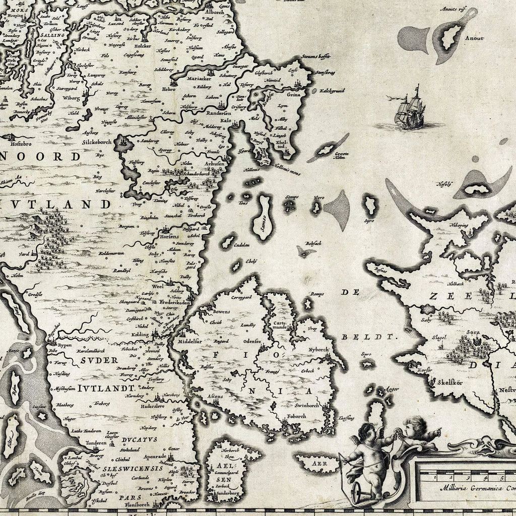 Jylland 1647 - Historisk kort af Joannes Janssonius - 75×55 cm – billede 4