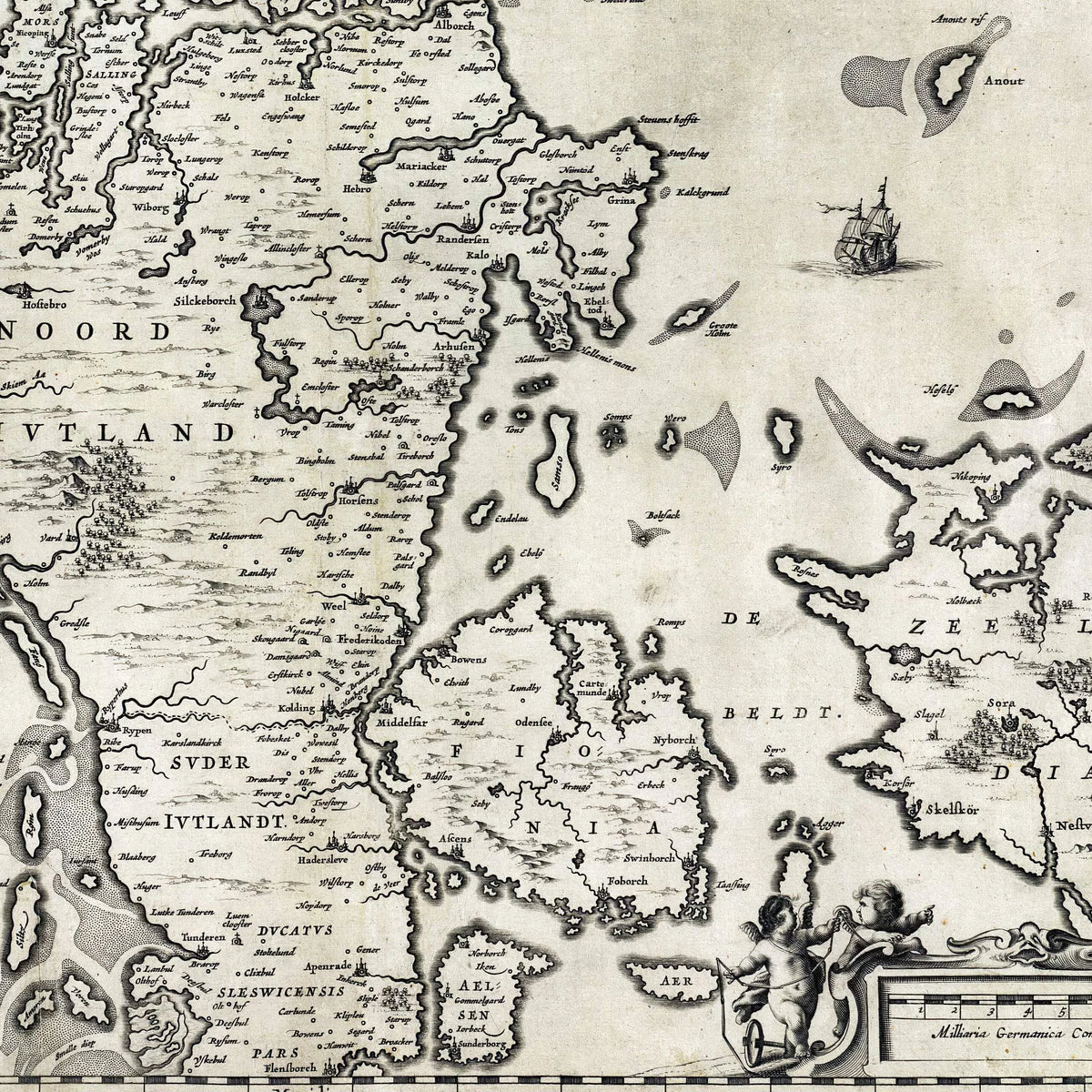 Jylland 1647 - Historisk kort af Joannes Janssonius - 75×55 cm – billede 4