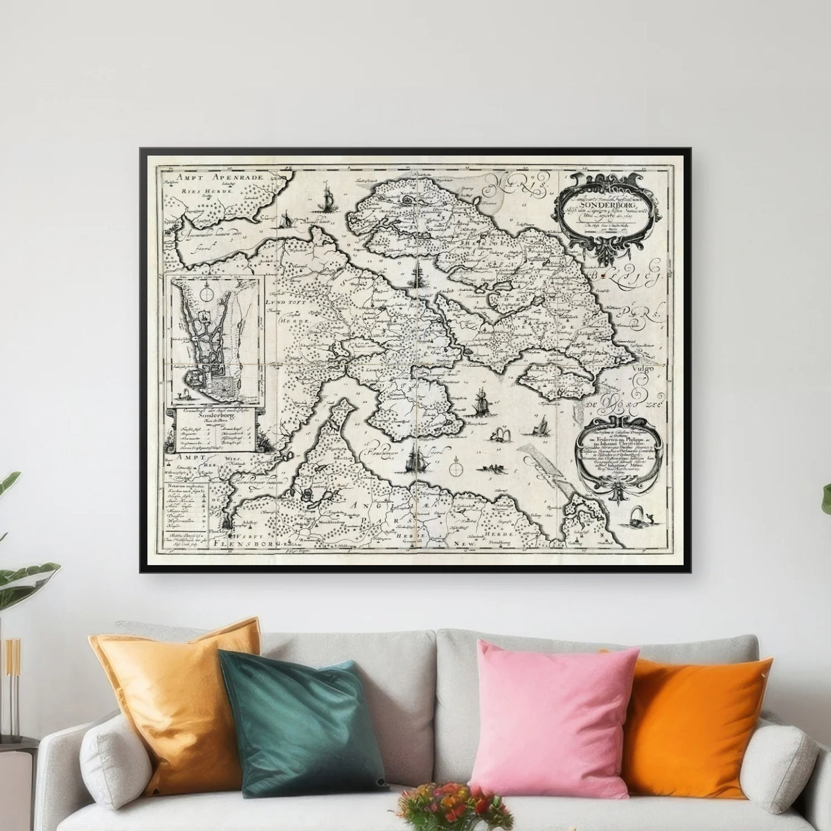 Als og Sundeved 1649 - Historisk kort over Sønderborg Amt - 70×54 cm – billede 3