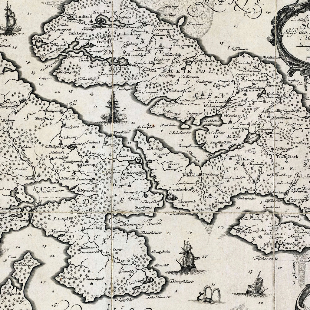 Als og Sundeved 1649 - Historisk kort over Sønderborg Amt - 70×54 cm – billede 4
