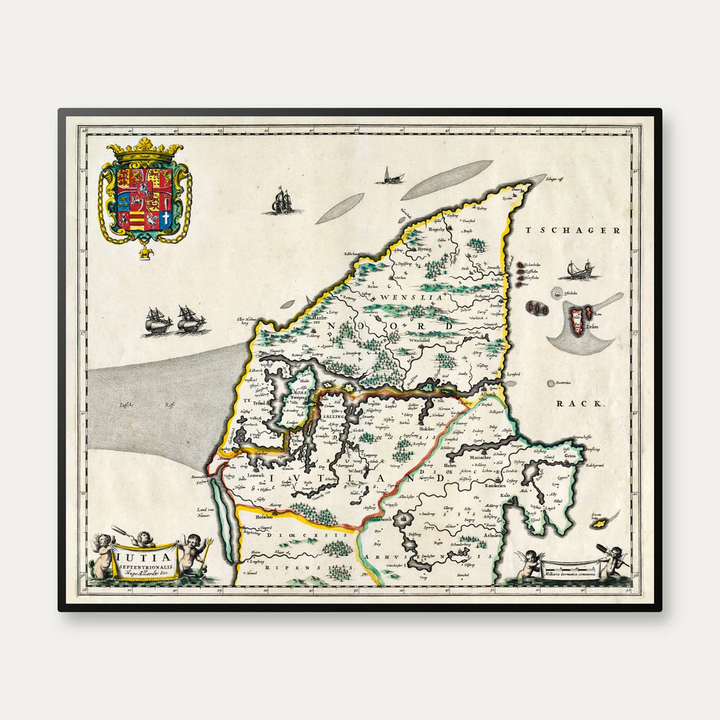 Nordjyllands stifter 1680 - Historisk kort af Hugo Allard - 60×50 cm – billede 1