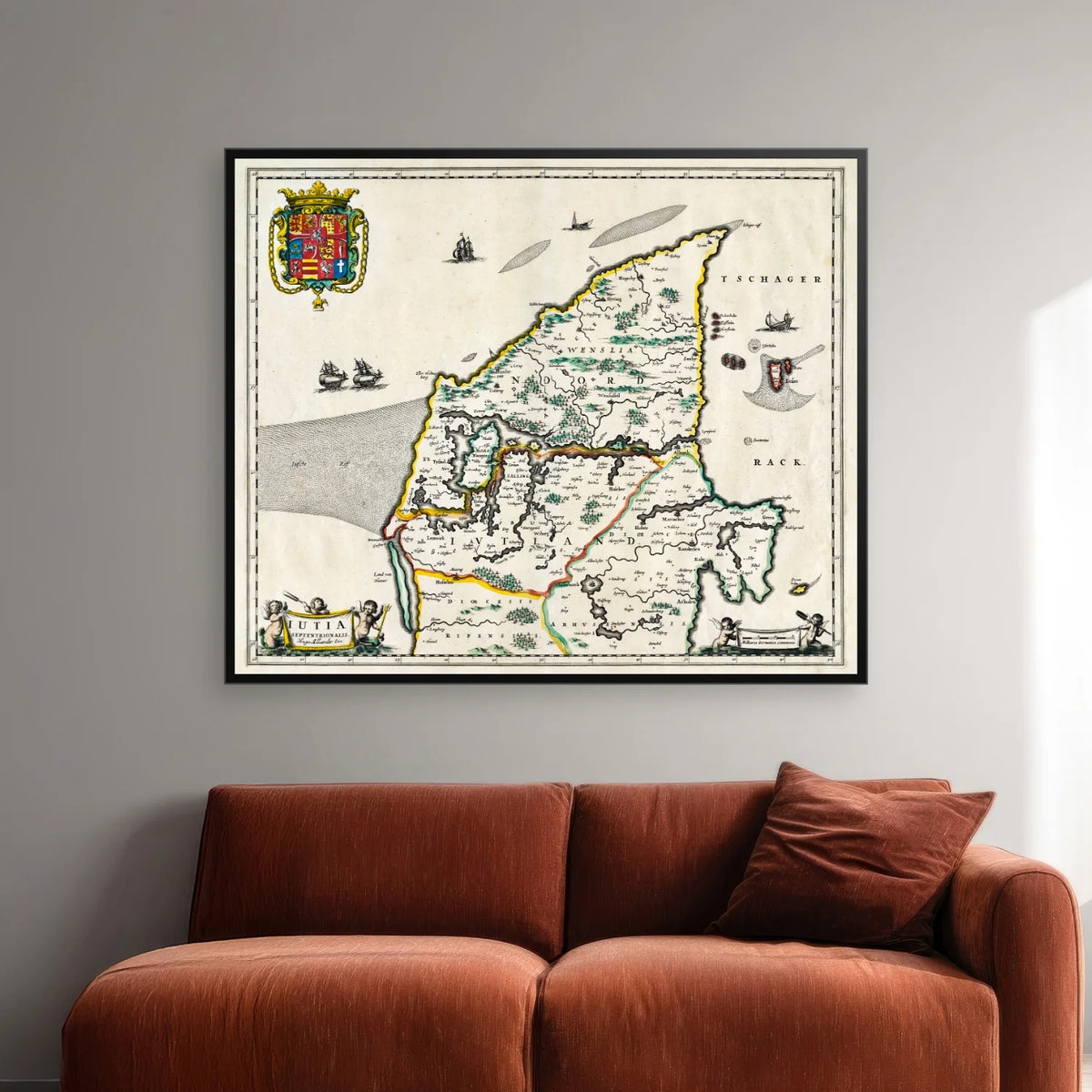 Nordjyllands stifter 1680 - Historisk kort af Hugo Allard - 60×50 cm – billede 2