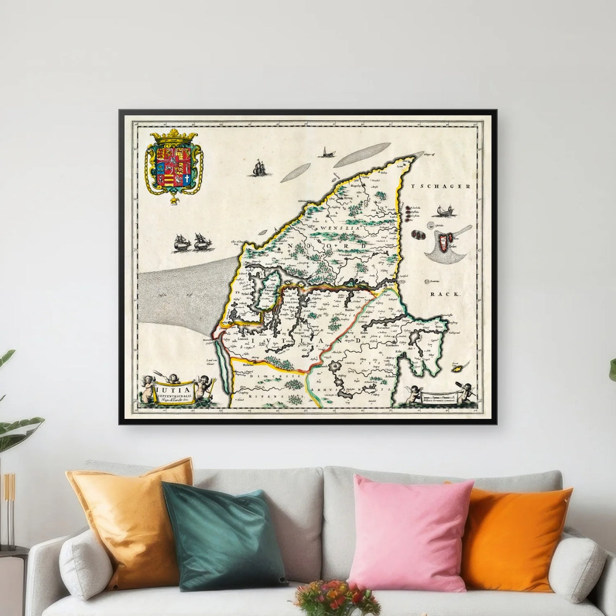 Nordjyllands stifter 1680 - Historisk kort af Hugo Allard - 60×50 cm – billede 3