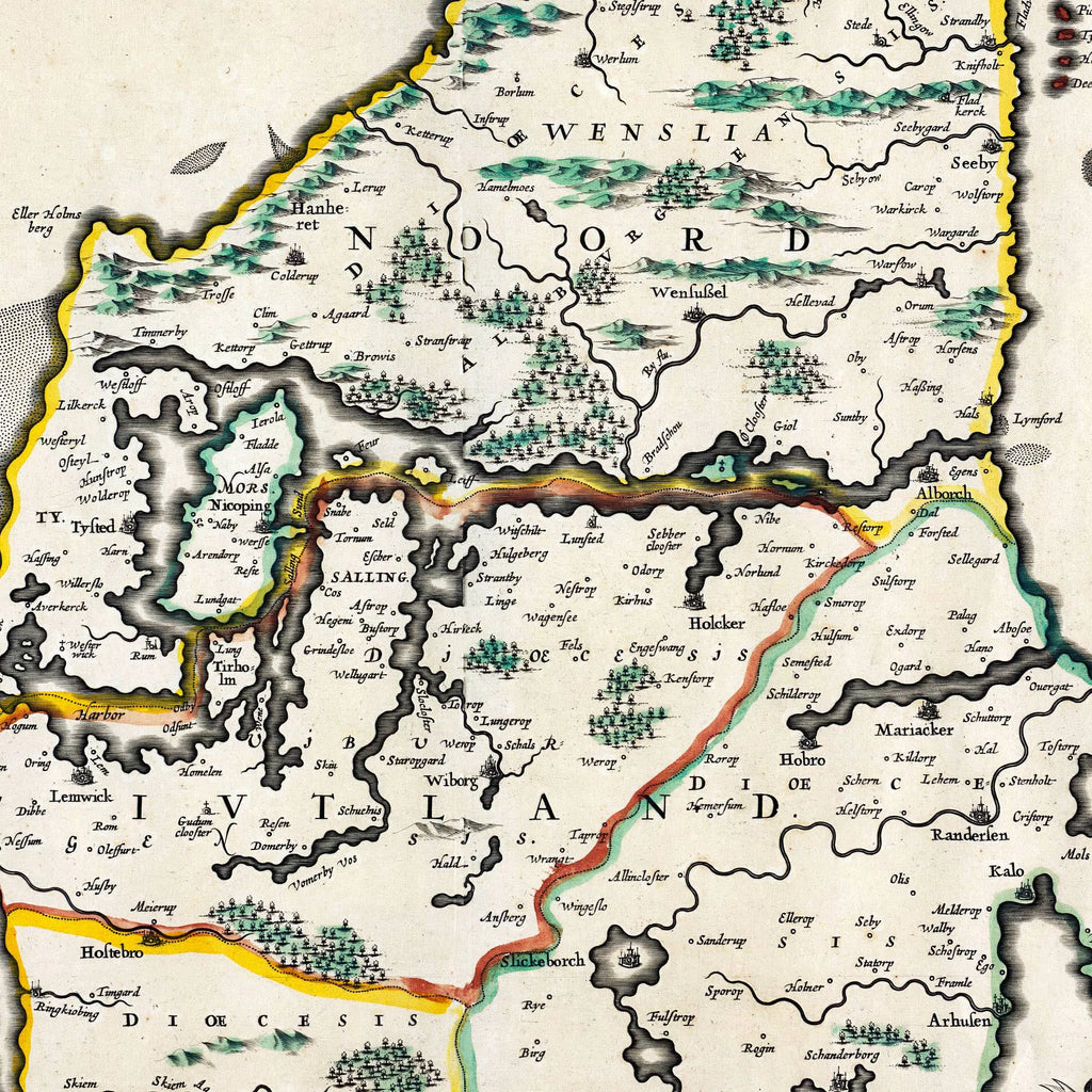 Nordjyllands stifter 1680 - Historisk kort af Hugo Allard - 60×50 cm – billede 4