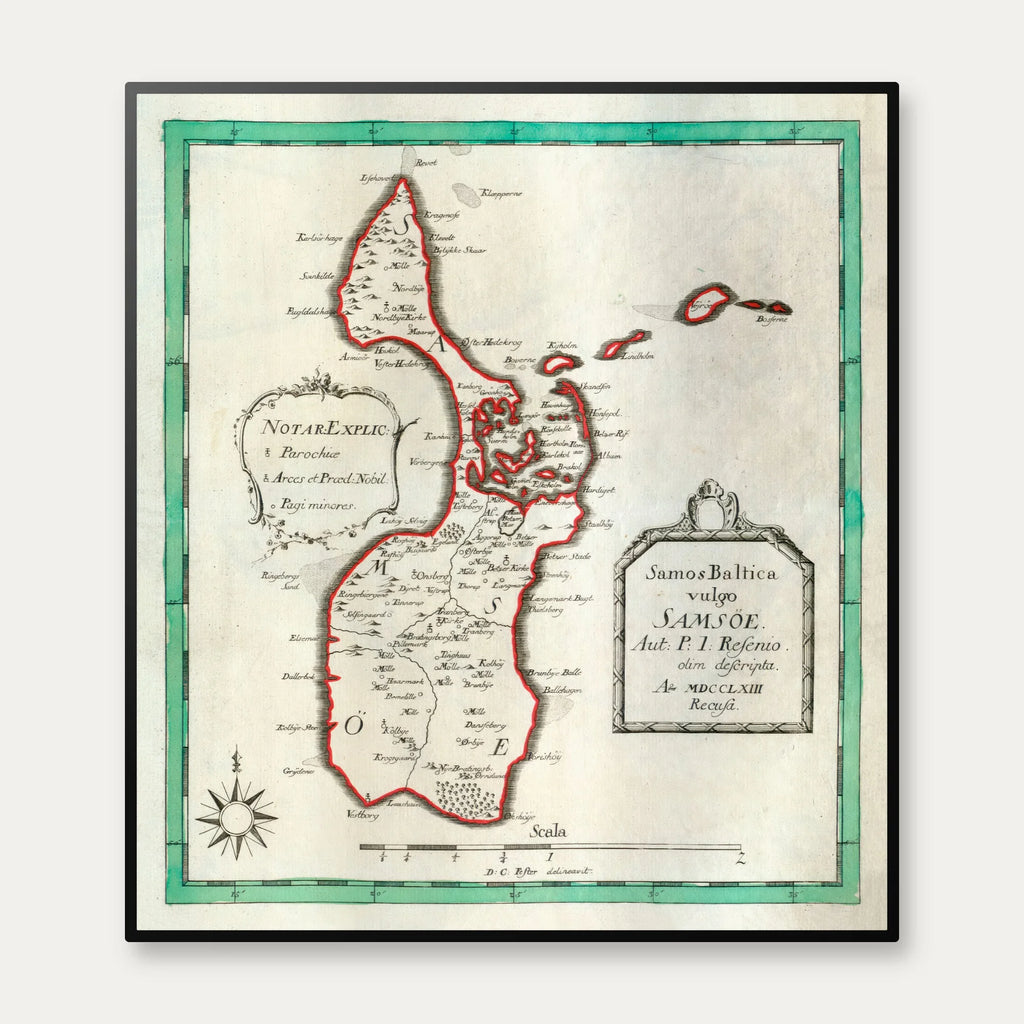 Samsø 1763 - Historisk kort fra Det Danske Atlas - 45×50 cm – billede 1