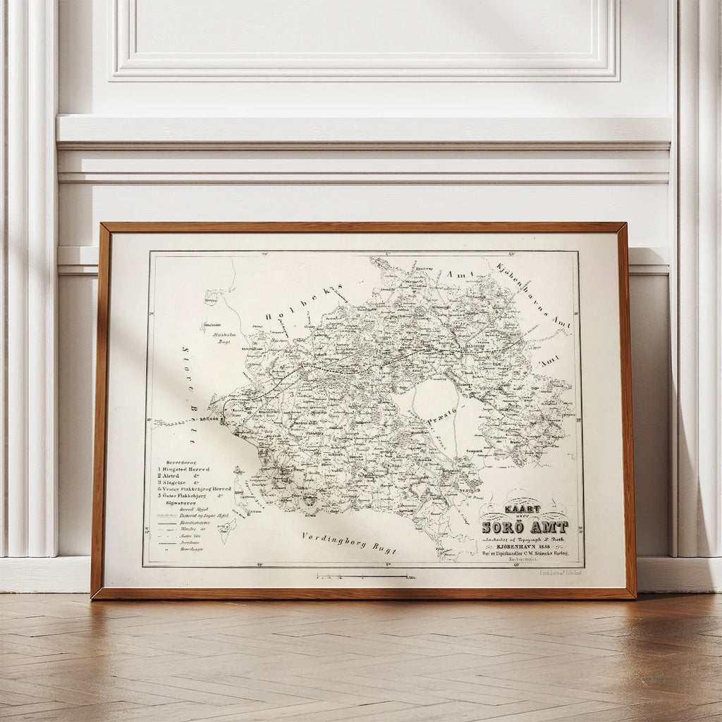 Kort over Sorø Amt 1858 - Plakat – billede 2