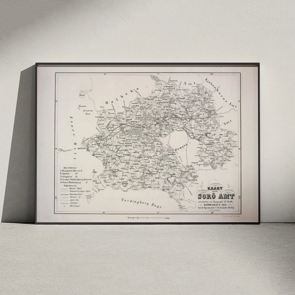 Kort over Sorø Amt 1858 - Plakat – billede 3